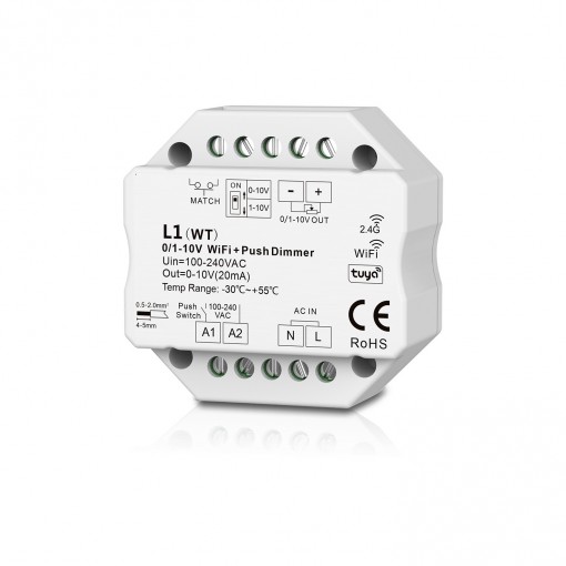Smart controller Dimmer WiFi + RF + AC push 0 / 1-10V